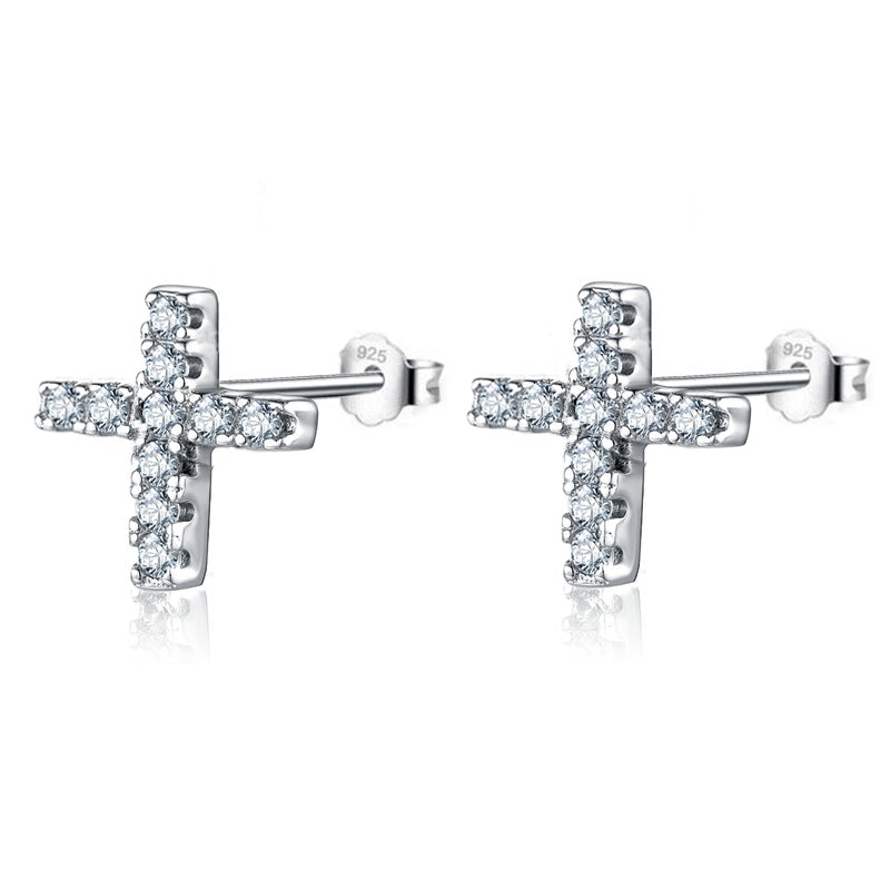 Boucles d'oreilles croix en bronze argenté | La boutique médiévale Boucles d'oreilles croix en bronze argenté | La boutique médiévale