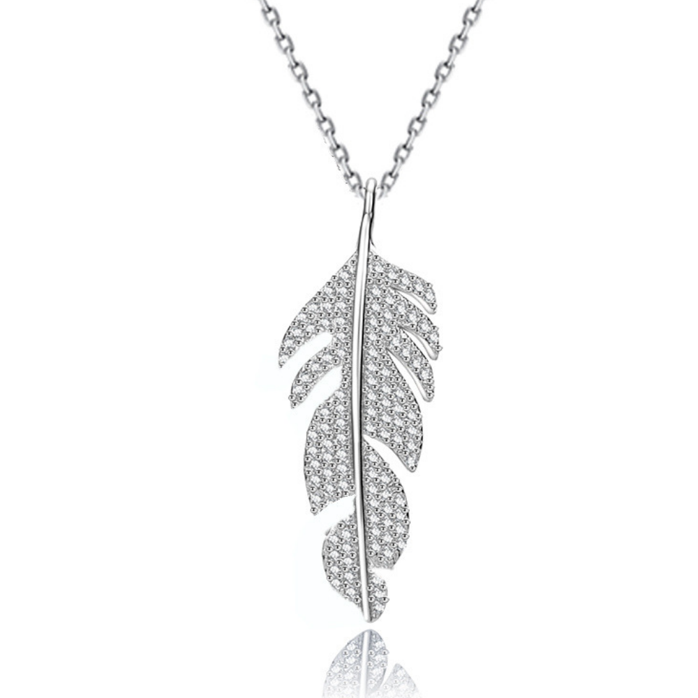 Collier plume argent