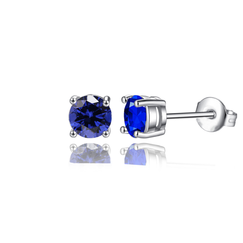 boucles d'oreilles diamant bleu argent 925
