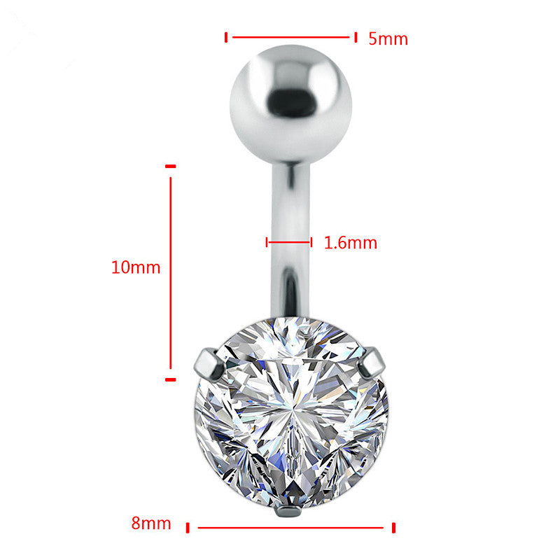 piercing nombril diamant acier inoxydable