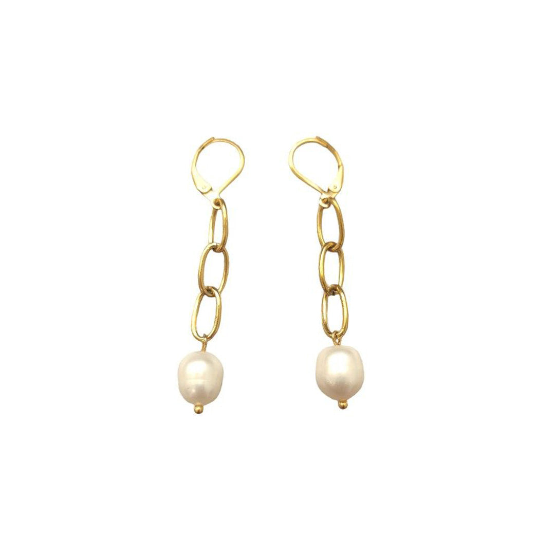 Boucles d'oreilles pendantes avec perle