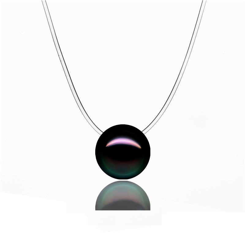 Collier transparent avec perle noire