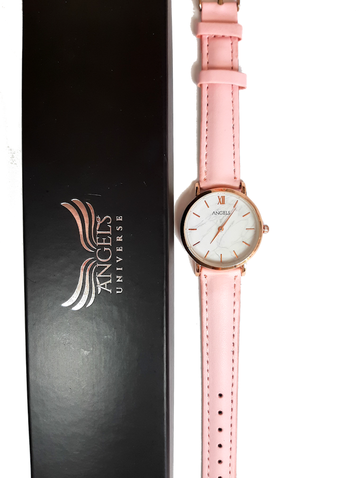 MONTRE ANGELS UNIVERSE MARBRÉ ROSE ÉCRAN BLANC