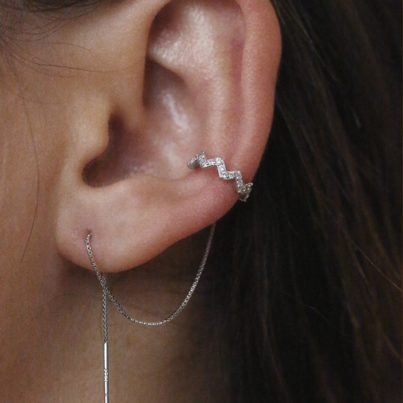 Boucles d’oreilles cartilage avec chaîne argent